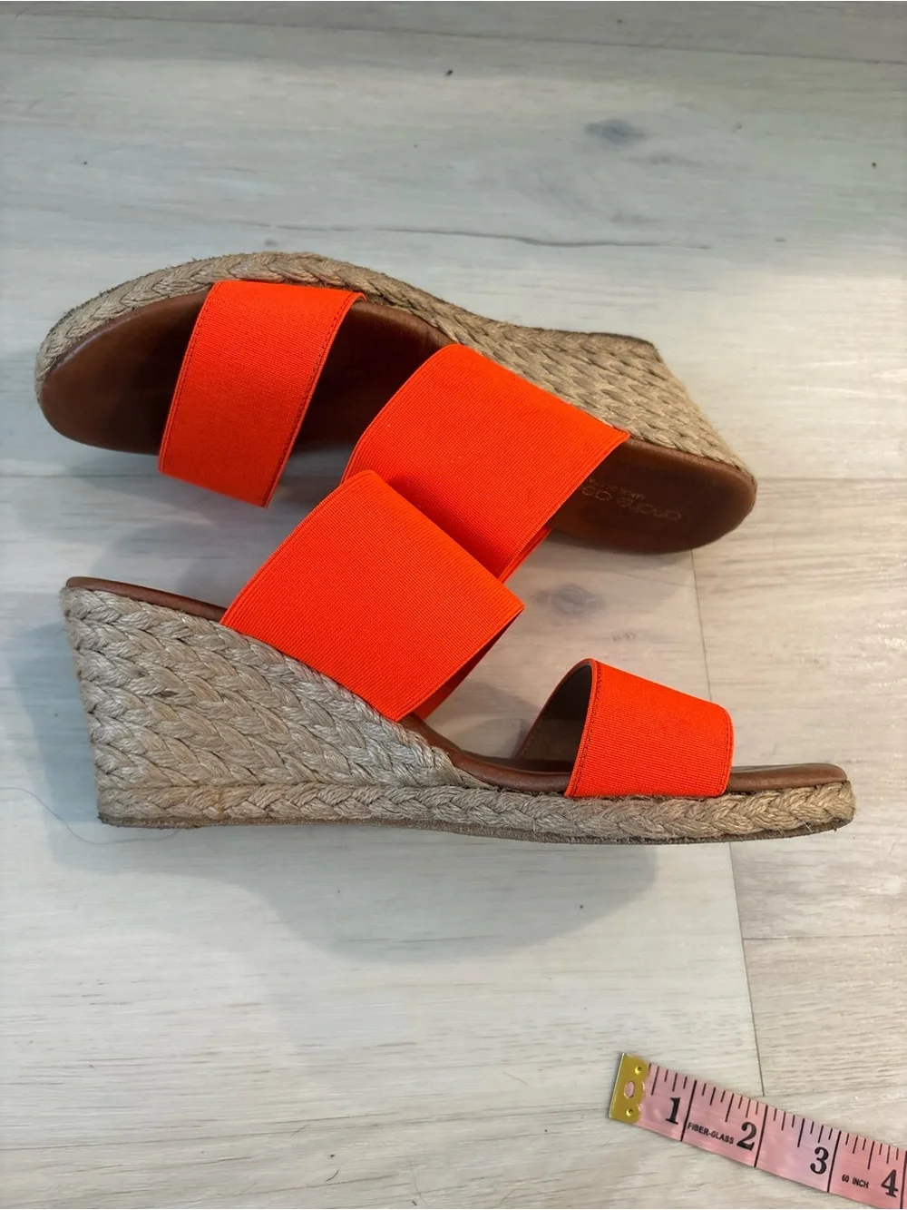 Andre Assous Orange Double-Strap Espadrille Wedge Slides